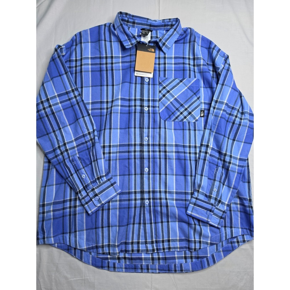 The North Face Junction Woven Shirt Women's 2XL Blue Plaid Long Sleeve Outdoor